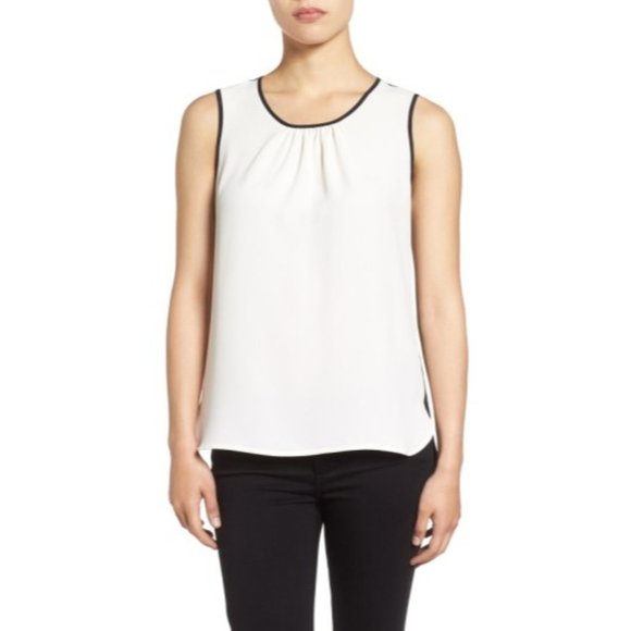 Anne Klein Colorblock Sleeveless Shell, Size 14 - White & Black - Picture 6 of 16